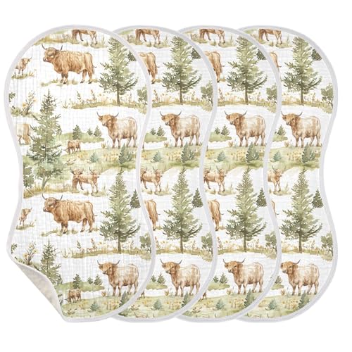 xigua Highland Cows Baby Burp Cloths for Newborn Boys and Girls 1 Pack, Soft & Absorbent Cotton Baby Burp Cloth, Baby Washcloths, Newborn Towel, Burp Rags3