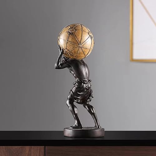 Miniatura 3 de FUNSXBUG Estatua griega grande de 16.5 pulgadas, escultura de Atlas Holding World, figura coleccionable, decoración del hogar, sala de estar,