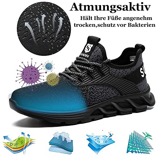SUADEX Veiligheidsschoenen Heren Dames Werkschoenen mit Staal neus Lichte Werkveiligheidsschoenen - Image 5