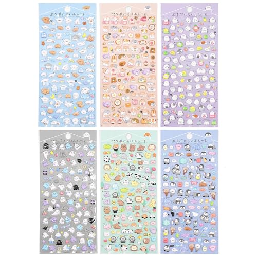 立体シール シール 6枚セット 3D ステッカー ごほうび 可愛い 携帯電話飾り用 手帳用 DIY用 日記帳用 貼り付け可能 手芸用品 贈り物 DIY 手作り 手帳用 カレンダー ノート 家計簿 絶妙なギフトのサムネイル