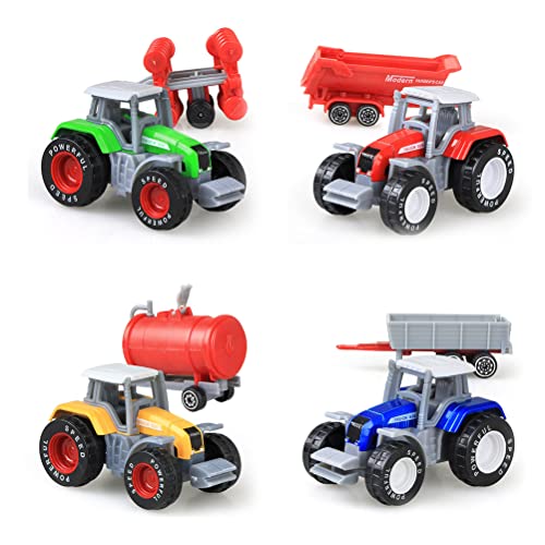 HUSHUI 4 Stück Legierung Traktor Spielzeug Set Engineering Auto Modell Bauernhof Fahrzeuge Spielzeug Traktoren Auto… – Bild 8