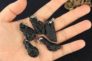 Natürliches Mineral Meteorit Tektit Moldavit Unregelmäßiger Anhänger Schwarzer Quarzstein DIY Halsketten-Charme Hip-Hop-Ma...