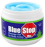 Blue Stop Max Massage Gel and Muscle Rub Made with Aloe Vera, Emu Oil, and Menthol - Provides...