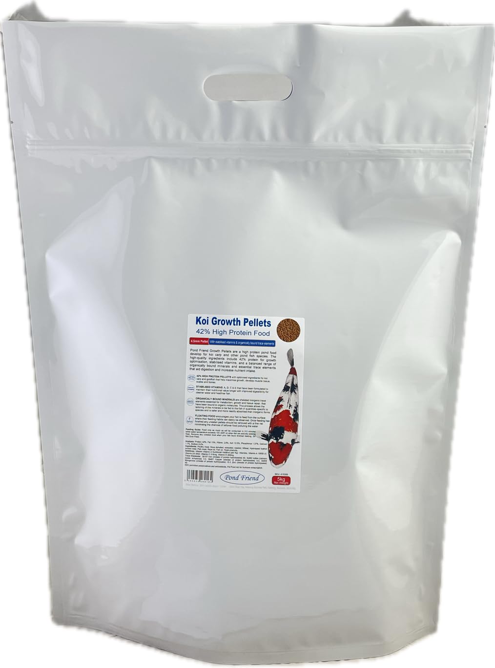 Pond Friend Koi Growth Pellets Floating Fish Food 5kg 4.5mm Carp & Goldfish High Protien Diet For Fast Growth