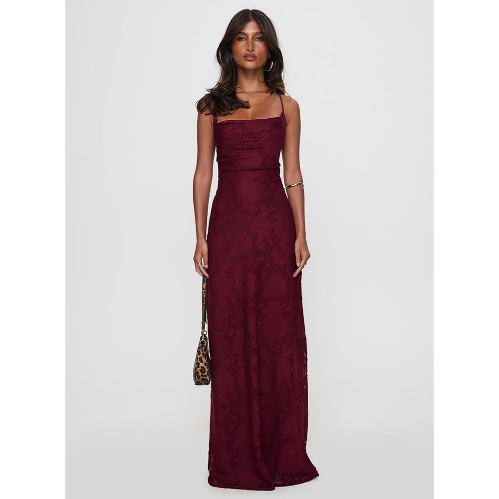 Vestido Largo Verano Mujer Vestido Lencero Sexy Sin Espalda Estampado Encaje, Elegante Vestidos Plisado Maxi Sin Mangas Cuello Halter Vestidos Playa Cóctel Bohemio Fluido Corte A