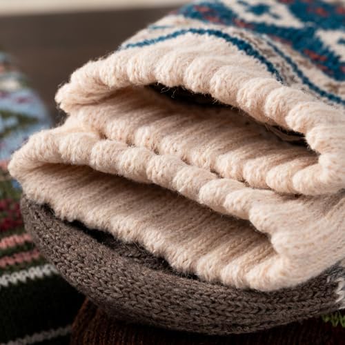 Image of Wool Socks 5 Pairs Thickened Warm Winter Socks Cozy Gifts for Women Christmas Warmth Socks