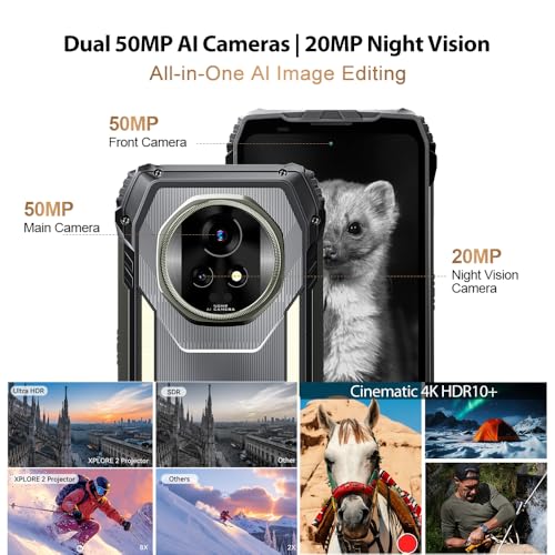 Blackview XPLORE 2 Projektor (48GB+1TB) 5G Outdoor Handy ohne Vertrag, Android 15 Dimensity 8300 Handy AI, 6,73" FHD+ 3.2K Baustellenhandy, 2 * 2W Lautsprecher, 50MP+50MP, 20000mAh Outdoor Smartphone – Bild 8