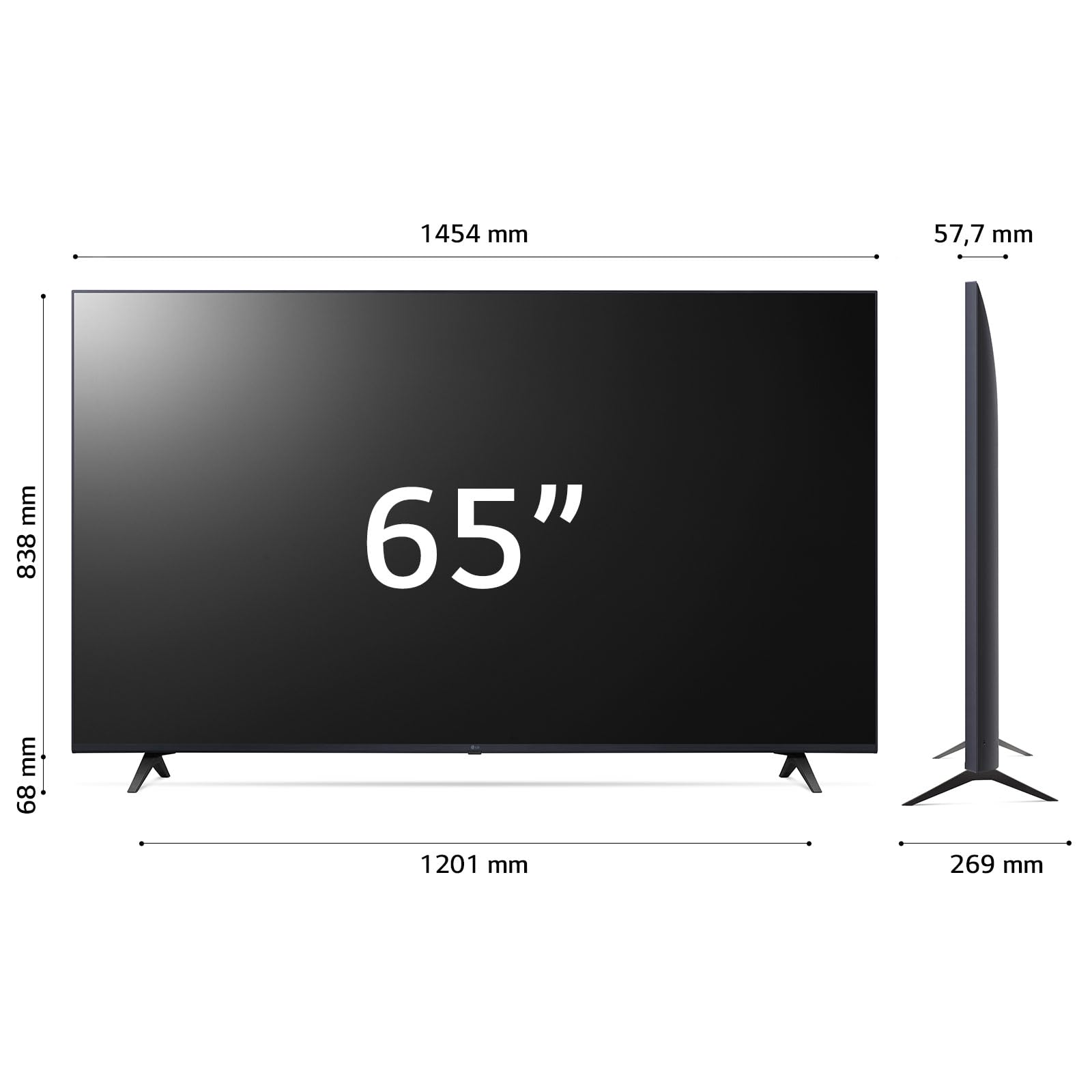 LG UHD 65'', Serie UT8000 2024, 65UT80006LA, Smart TV 4K, Ultra HD, Processore α5 Gen7, 20W, 3 HDMI, HDR10 Pro, Filmmaker Mode, Game Optimizer, Alexa, Wi-Fi, webOS 24, Telecomando Puntatore