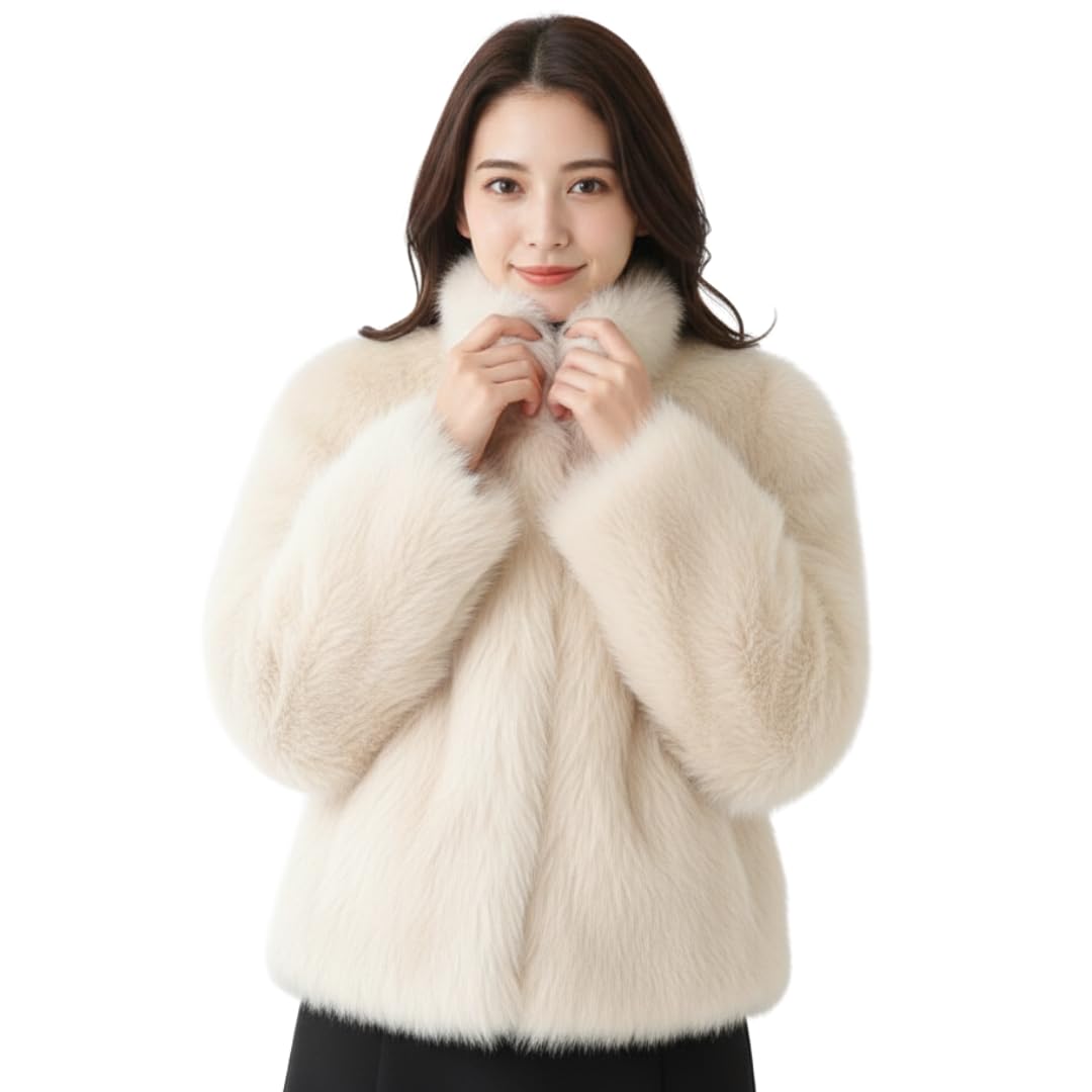 [UQQA] ファーコート レディース 秋 冬 アウター ハイネック 防寒 着回し万能