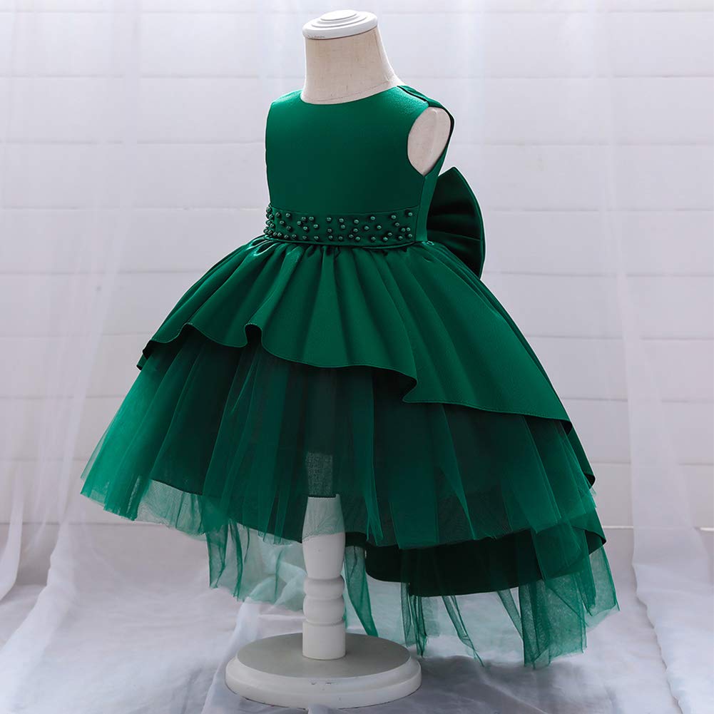 IBAKOM Bambino Ragazze Piccoli Bambini Elegante Senza Maniche scollo a V Bowknot Raso Formale Festa Matrimonio Damigella d'onore Comunione Battesimo Principessa Abito da Sfera