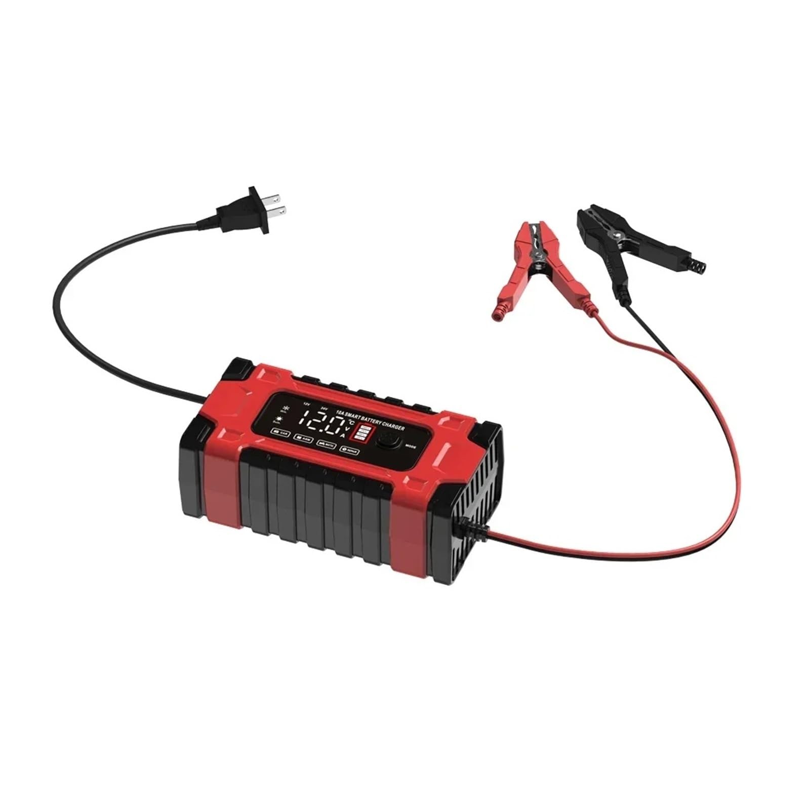 Cargador de Bateria, Cargador de batería de coche totalmente automático de 12 V 10 A/24 V con carga rápida inteligente de 7 etapas y función de reparación por pulsos.