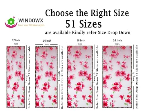 Image of Premium Vinyl Privacy Stained Window Glass Sticker (12x25 Inch) - Self-Adhesive Decorative Sticker Opaque Tint Wallpaper for Glass Cover Window, Door, Office, Home.| Anti-UV. Pink Floral