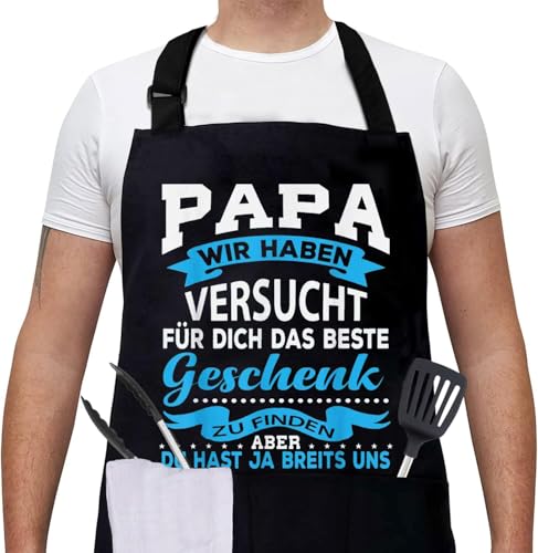 Gkmamrg Vatertagsgeschenk für Papa Kochschürze Vater Geschenk - Schürze Papa verstellbare Latzschürze Schürzen für Köche BBQ Malerei Backen Kochen Vatertag Geschenk (Geschenke Papa)