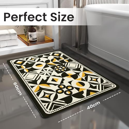 Image of MAXOSHINE PVC Bathroom Mats Anti Slip | Water Absorbent Bath Floor Mat | Quick Dry Anti Skid Bathroom Mats for Home | Door Mat for Wet Area 40x60 CM (Moroccan)