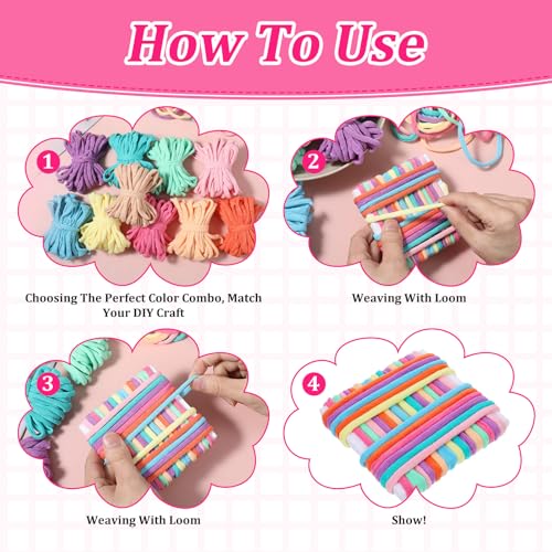 Image of Kifmurase 1000 Pcs Refill Loops for 7 Inch Weaving Loom, 10 Colors Loom Loops for Potholder Making, Elastic Weaving Loop Craft Flexible Loom DIY Kit Craft Bands for Adults DIY Projects Gifts (Macaron)