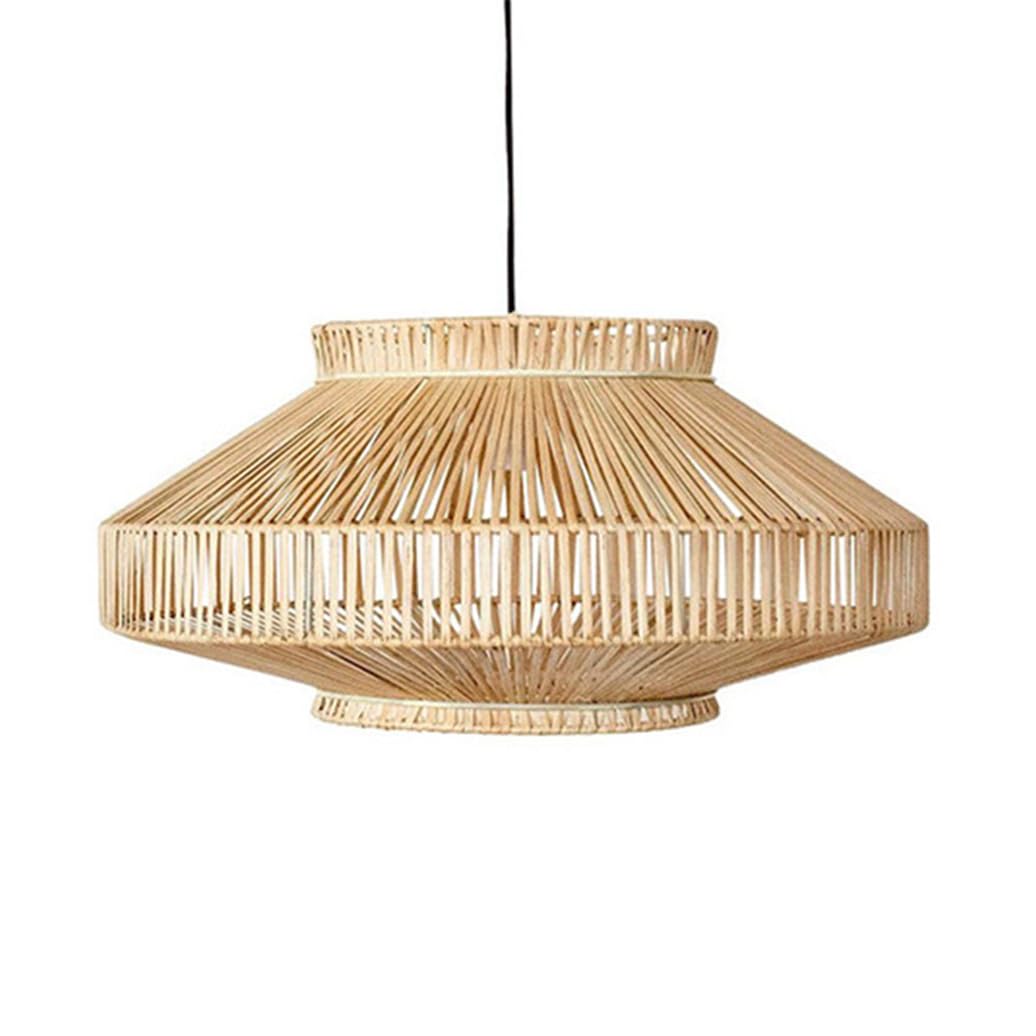 Cssykv Multicolor Country Ceiling Pendant Lights 23.6'' Boho Large Bamboo Lighting Fixtures With E26 Socket - Beige Rattan Basket Chandelier Natural Wicker Lantern For Dining Room Restaurant Farmhouse
