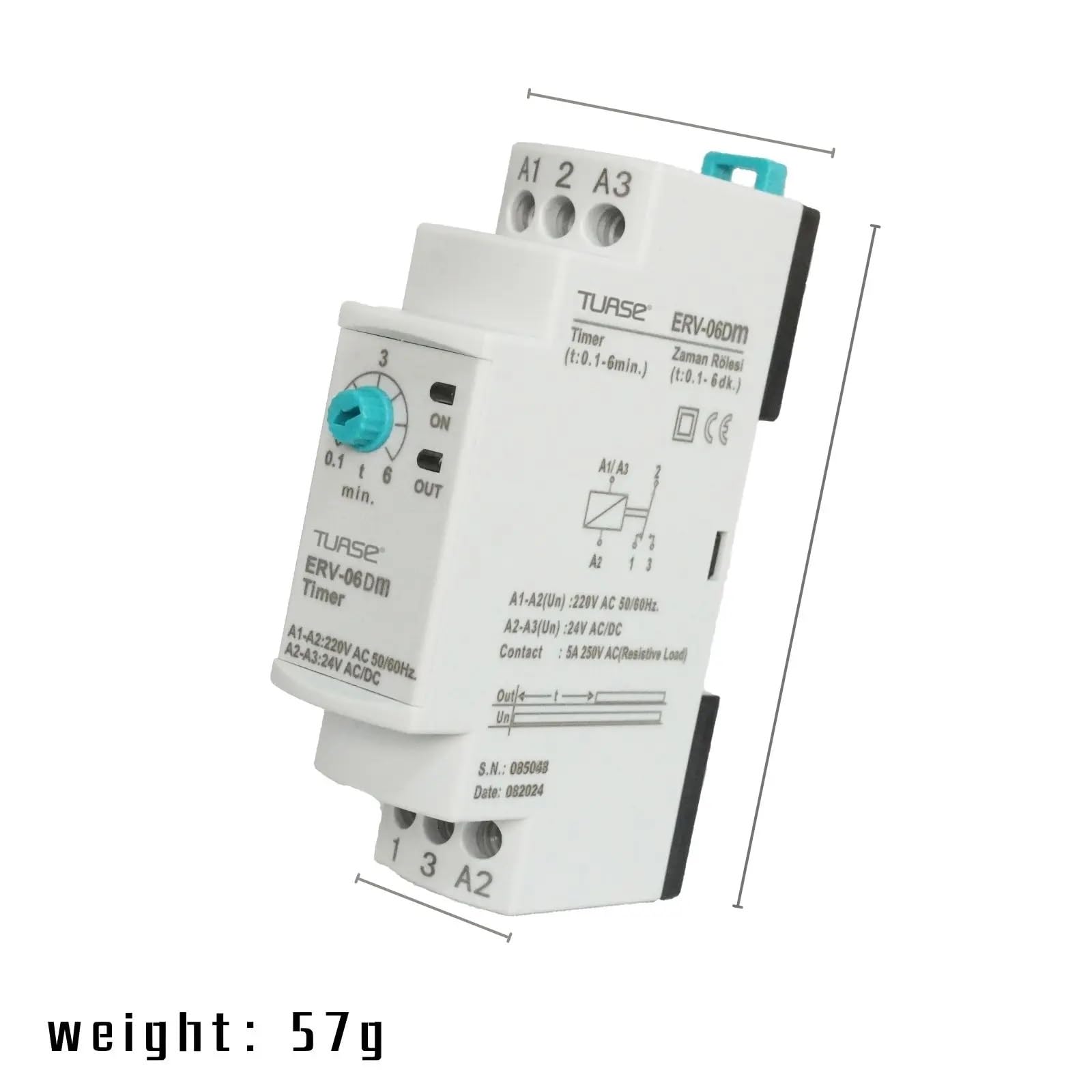 Relé temporizador electrónico con retardo de apagado ajustable(ERV-06 0.1-6sec.)