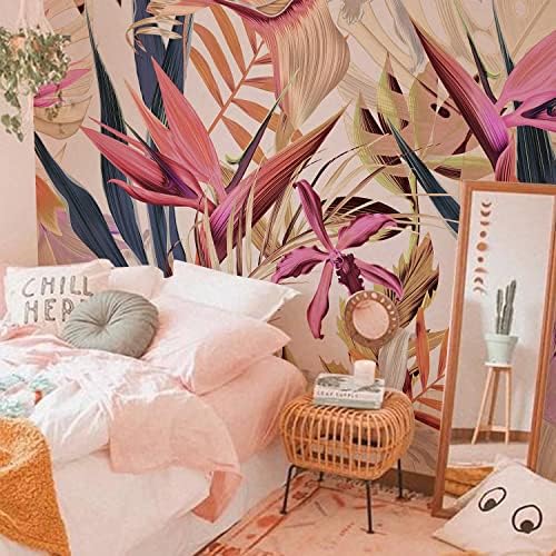 Peel and Stick Floral Wall Mural, Leather Textured Vinyl Self-Adh...