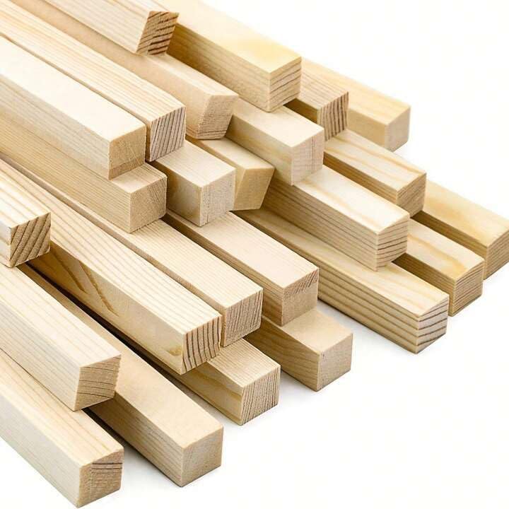Square Wooden Dowels | Solid Wood Strips for DIY Crafts, Model Making, Furniture Repair & Woodworking Projects | Smooth Unfinished Wood Rods By DDOOTTIINN (25, 12x12x100 MM)-image-32