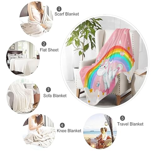 Couverture flanelle douce licorne colorée pour éliminer le froid du soir