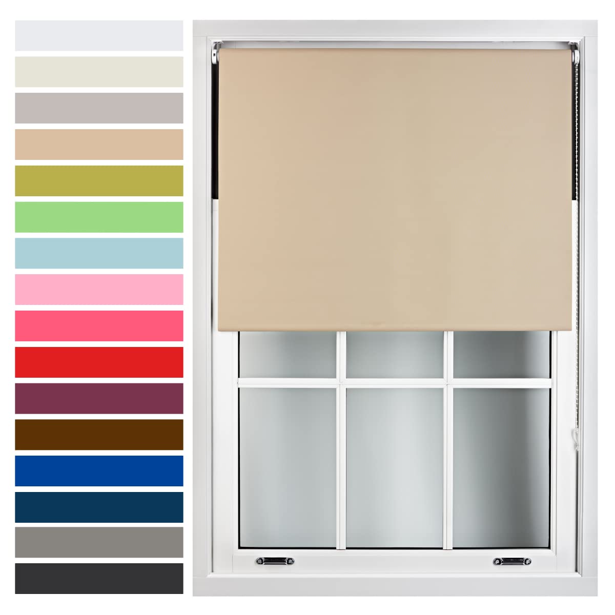 FURNISHED Custom-Made Premium Roller Blinds - Blackout Window Blinds with Metal Fittings - Thermal Insulated and Energy-Efficient - Made to Measure Cappuccino, 150W x 165H cm