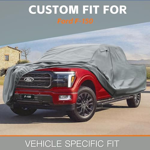 Image of Kayme Heavy Duty Truck Cover Custom Fit Ford F-150(2008-2025) SuperCab, SuperCrew, Extended Cab, Crew Cab SB Short Bed. Waterproof All Weather for Pickup, Full Exterior Covers Sun Rain UV Protection.
