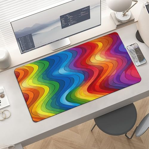 Desk Pad Protector 24x12 Inch Extended Rainbow Mouse Mat miniatura 6