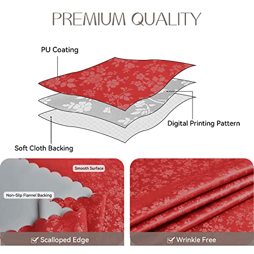Image of Romanstile Waterproof Vinyl Tablecloth Rectangle, 60 x 84 Inch, Rose Red