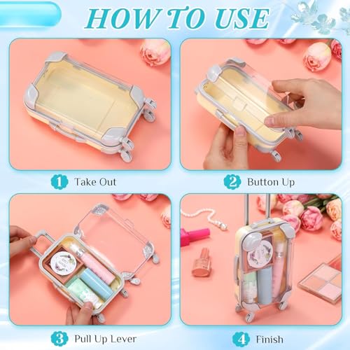 Image of Mini Trolley Storage Box for Eyelashes & Beauty Essentials | Cute Suitcase Style Mini Organizer | Portable Makeup, Lash & Hangover Kit Case for Girls & Travel Use (Mixof12)