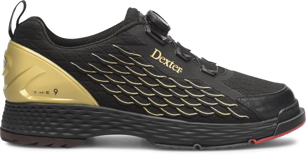 Dexter Mens C9 Knit BOA Bowling Shoes (for Right and Left Handed Bowlers. Men's Shoe Sizing) - Black/Gold 6