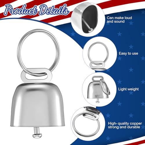 Image of 2 Pack Patriotic Goat Collars with Bells, Red White Blue Adjustable Nylon Sheep Collar 13.7-20.5 in, Loud Copper Bell Grazing Collar for Goats Lambs Sheep Calves Accessories