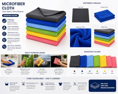 Image of Best Microfiber Cloth for Car Cleaning 280gsm 40x40cm Assorted