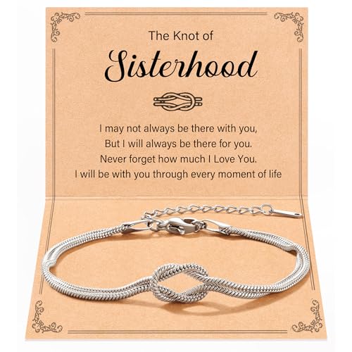 Tarsus Love Knot Sister Bracelet, Sister Birthday Mothers Day Christmas Jewelry Gifts for Sisters Women