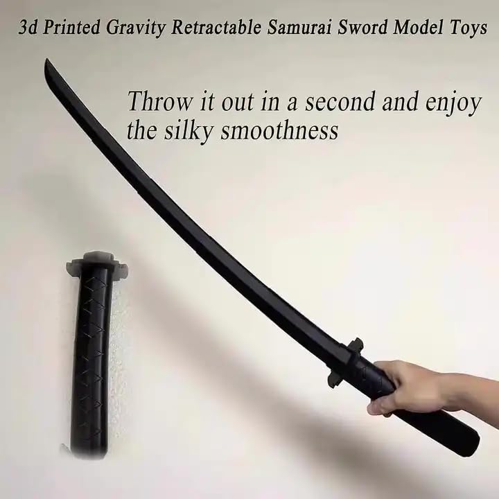 AGAS 3D Fidget Samurai Sword Toy Sensory 3D Printed Gravity Retractable Samurai Sword Model Katana Swords Plastic Toys (Pink Katana Sword) 4