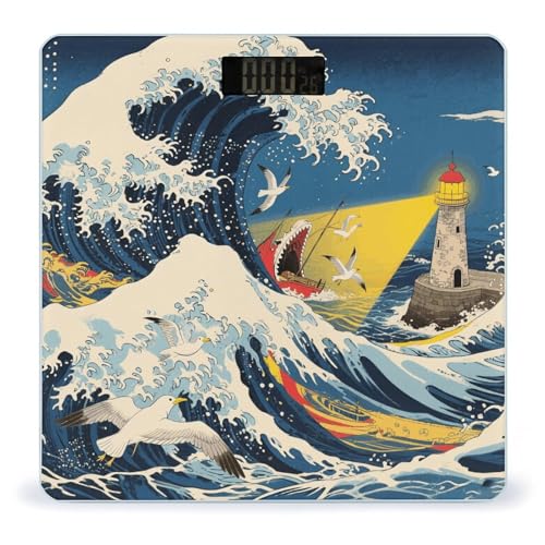 Balanzas de baño digital con diseño japonesa The Great Wave