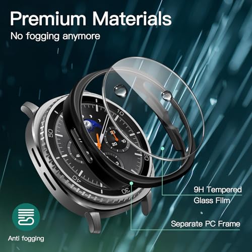Image of JETech 4+4 Pack Cover Case and Screen Protector for Samsung Galaxy Watch 8 Classic 46mm, Tempered Glass Film Protective Hard PC Bumper Cover (Black /White /Clear /Silver)