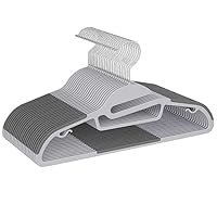 BAGAIL Plastic Hangers 50 Pack with Non-Slip Design,0.2 Inches Thick, 360°Swivel Hook Space Saving Organizer for Bedroom Closet,Shirts,Pants(Grey- S Shaped)