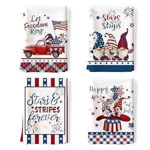 4th of July Patriotic Tea Towels, Cotton Kitchen Towel 18.9 × 27.5 inch, Quick Drying Dish Cloth for Party Anniversary Holiday Decoration Housewarming Gifts 4th of July Patriotic Tea Towels Cotton Kitchen Towel 189–275 inch Quick Drying Dish Cloth for Party Anniversary Holiday Decoration Housewarming Gifts
