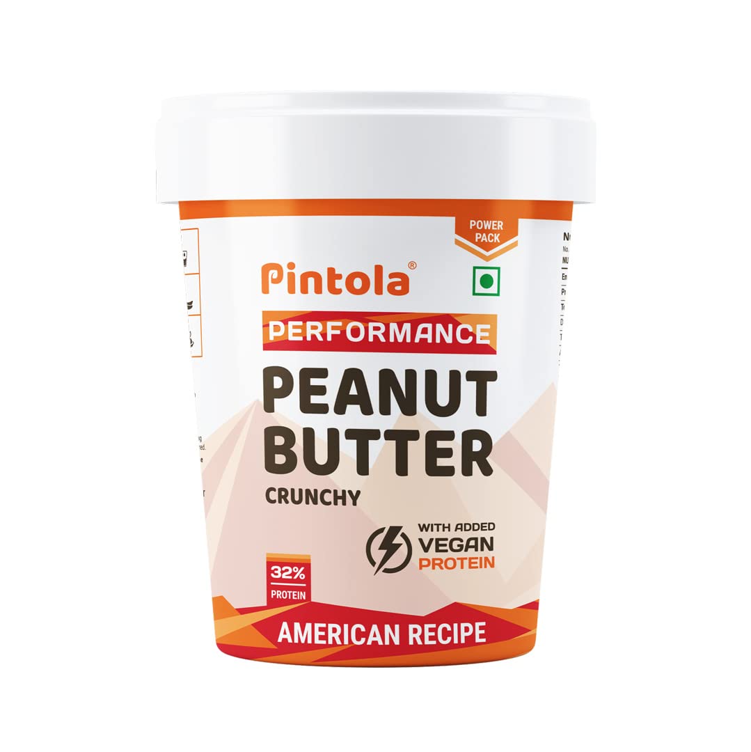 PintolaAmerican Recipe Performance Series Peanut Butter (Crunchy) - 510g | Vegan Protein | 32% Protein | High Protein & Fiber