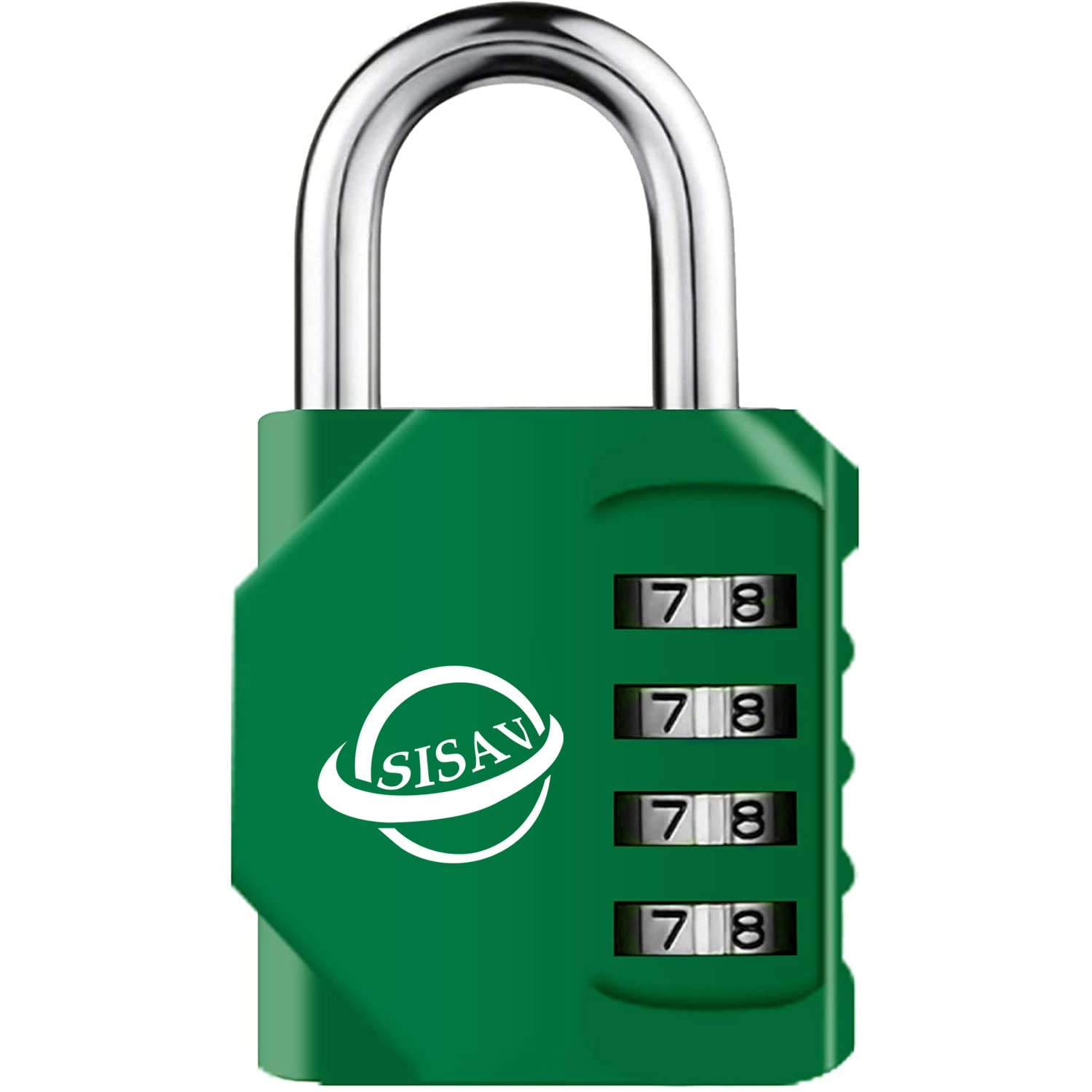 Sisav Green 4 Digit Combination Lock,Gym Padlock,Outdoor Combination Padlock,Suitable For School Lockers,Tool Boxes,Fences,Gate( 1Pack)