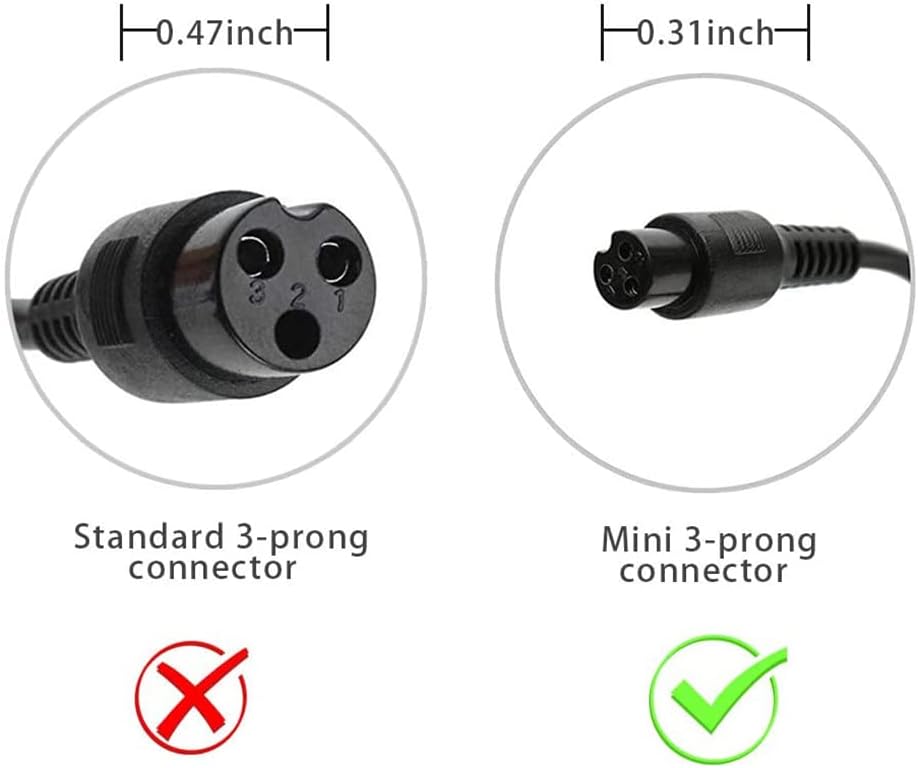 42 V 2A battery charger for 36V lithium scooter battery, 8 mm 3 mm pruging connector adapter 5