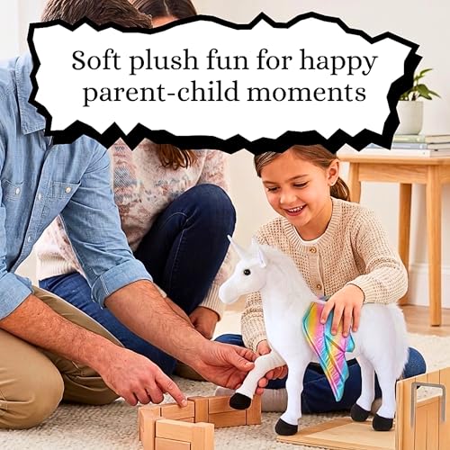 Image of Tickles Magical Unicorn with Rainbow Wings Soft Stuffed Plush Animal Toy for Kids Boys & Girls Birthday Gift (Size: 40 cm, Color: White)