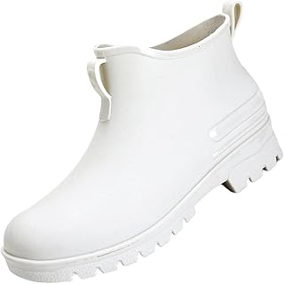 Botas de goma para mujer, para jardín, impermeables, antideslizantes, para exteriores, impermeables, de goma, monocolor, planas, para jardín, botas cortas