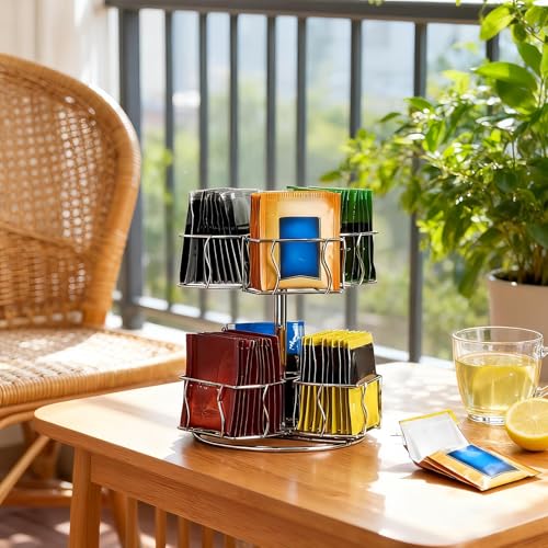 Support à thé rotatif à 2 niveaux avec 6 compartiments pour sachets et café - 8