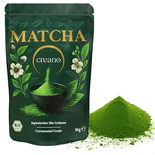 Creano Bio Matcha Tee Ceremonial 30g – 100% reines Matcha Pulver aus Japan - Matcha Grüntee aus erster Ernte - höchste Güteklasse und Laborgeprüft*