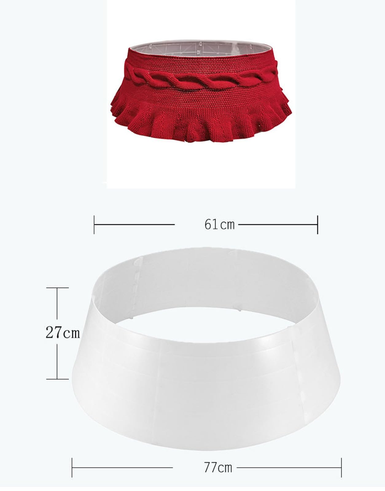 Weihnachtsbaum Kragen,Dekorative Weihnachtsbaum Rock für die Weihnachtsfeier,Einfach zu Montierende Weihnachtsbaum-Basisabdeckung(Red)