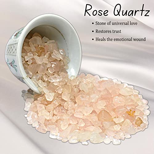 Image of Amazing Gemstone Rose Quartz Crystal Chips Aquarium Gravel Rocks - Rose Quartz Chips Bulk Fish Tank Gravel, Small Tumbled Stone Chips and Tiny Crystals for Decoration (AAA Grade) (1000+ Carat Chips)