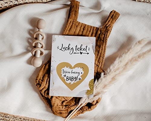 Image of Joli Coon 5 Pregnancy announcement scratch cards - We're having a baby - Baby announcement scratch cards with envelope - Golden Glamour