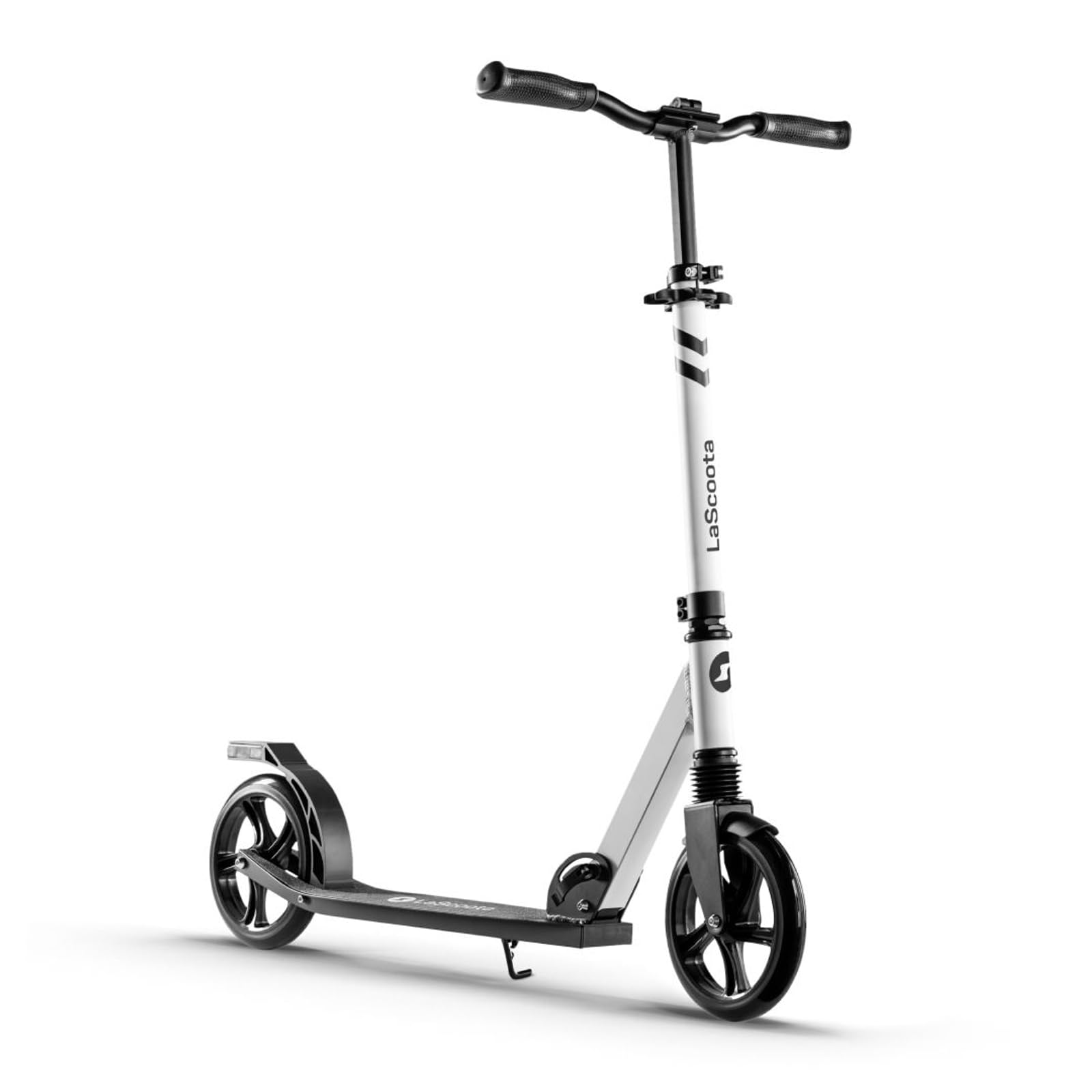 LaScoota Kick Scooter for Kids Ages 6+, Teens &amp; Adults, Large 8" Sturdy Urethane Wheels. Adjustable Handlebar, Lightweight, Foldable, 220lbs Max Load