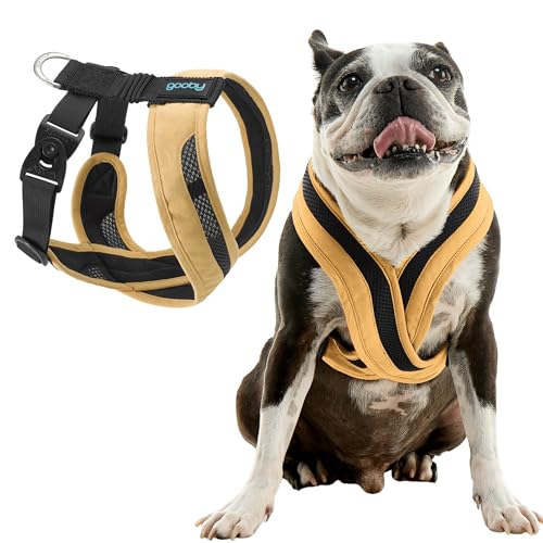 Image of Gooby Comfort X One Dog Harness, Choke-Free, Miami Yellow, Medium | Escape-free contracting fit; Choke-free deep V-neck; Snap & swivel buckles; Shock-absorbing; Breathable mesh